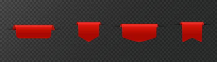Red bookmark ribbon set. Ribbons curled collection. vector