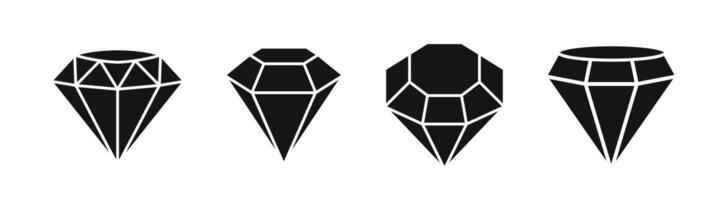 Diamond icons. diamonds. A set of diamonds. Crystals vector