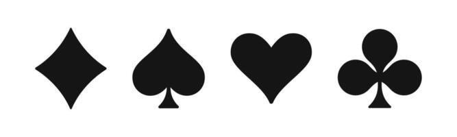 Hearts, spades, clubs and diamonds playing card symbol set. Heart, spade, club and diamond cards icons. vector