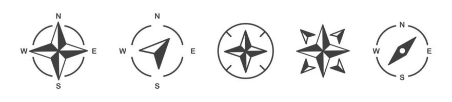 Compass icons set. compass icons. Compass vectors