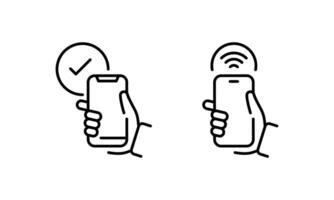 Pay with smartphone. Payment icons. NFC payment icons. Phone banking. NFC vector