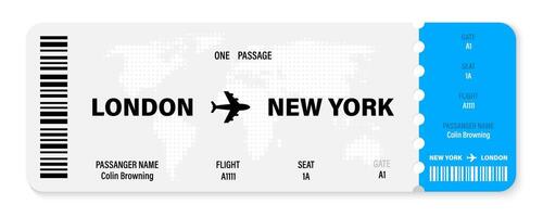 Plane ticket template. Realistic plane ticket design. Airline boarding pass ticket. Airline ticket illustration. vector