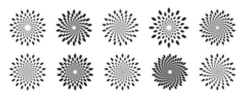 Abstract burst collection. Radial shapes set. Explosion symbols. vector