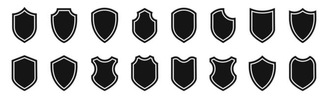 Shield icon set. Shield shapes collection. Protect shield silhouettes. Silhouette style icons. vector