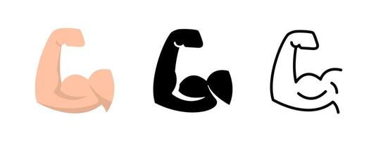 Muscle icon. Biceps muscle. Strong hand icon. Arm muscle icons. Biceps icons vector