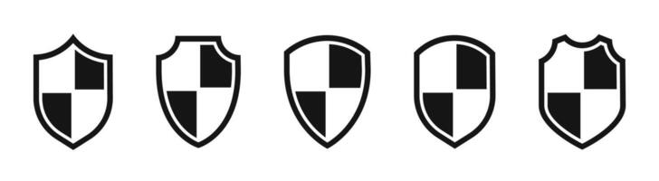 Shield icons set. Protect shield icons. Shield icon set in vintage style. Protect shield security line icons. vector