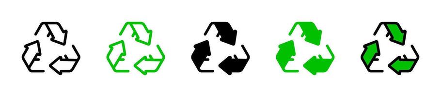 reciclaje símbolo colocar. reciclar flecha iconos reciclaje iconos vector