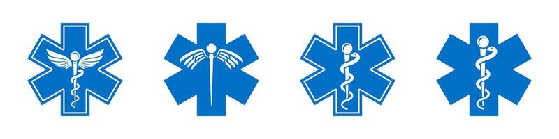 Medicine icons. Medical symbols. Pharmacy logotypes. Caduceus icons. Medical Snake Logo. vector
