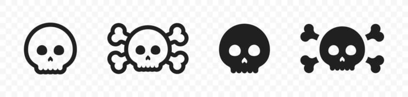 dibujos animados tibias cruzadas y cráneo iconos dibujos animados esqueleto iconos tibias cruzadas y cráneo icono colocar. cráneo icono colocar. vector