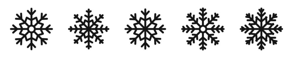 Snowflake isolated icons. Snowflake collection. Silhouette style icons. vector