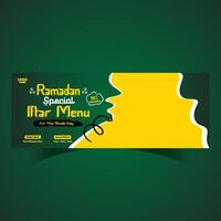 Ramadán comida menú enviar diseño y social medios de comunicación bandera modelo vector