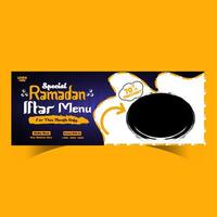 Ramadan food menu post design and social media banner template vector