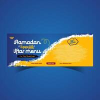 Ramadan food menu post design and social media banner template vector