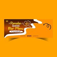 Ramadan food menu post design and social media banner template vector