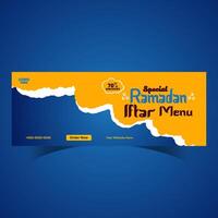 Ramadan food menu post design and social media banner template vector