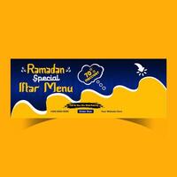 Ramadan food menu post design and social media banner template vector