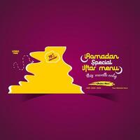 Ramadan food menu post design and social media banner template vector