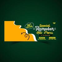 Ramadán comida menú enviar diseño y social medios de comunicación bandera modelo vector