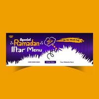 Ramadan food menu post design and social media banner template vector