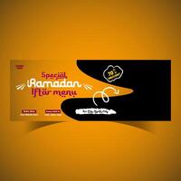 Ramadán comida menú enviar diseño y social medios de comunicación bandera modelo vector