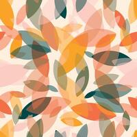 Colored leaves fall on a light pink background, forming a cute seamless pattern. vector