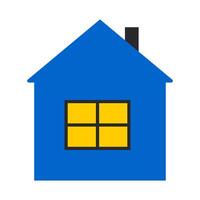 Blue house template with yellow window. Sweet home isolated on white background. vector