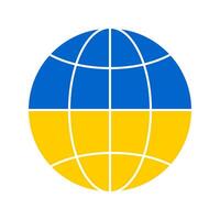 paz icono en el colores de el bandera de Ucrania amarillo y azul. redondo planeta aislado en blanco antecedentes. vector
