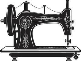 Tailors Tapestry Elegant Black Sewing Machine in Needlework Noir Black for Crafty Sewing Machine vector