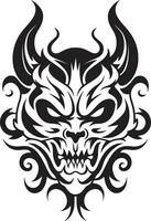 Blackened Sigil of Mystery Malevolent Majesty Sinister Devilhead Tattoo vector