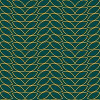 Yellow outline leaves or grains on a dark green background form a cute seamless pattern. vector