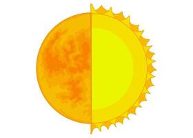 Half Golden Moon and Half Sun vector