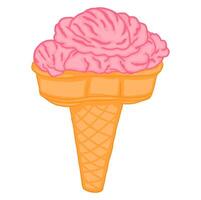 cono de helado de fresa vector