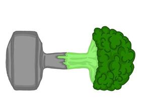 Healthy dumbbells With Half dumbbells and half Broccoli vector