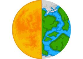 Half Golden Moon and Half Earth vector