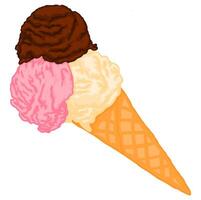 Chocolate Strawberry and Vanilla Ice Cream Cone vector