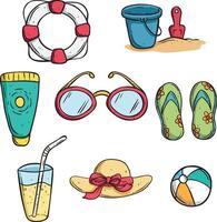 cute doodle summer elements or icons vector