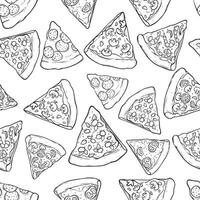 mano dibujo rebanada Pizza en sin costura modelo ilustración vector