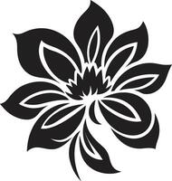 engrosado florecer marco negro simbólico diseño básico floral contorno monocromo bosquejo vector
