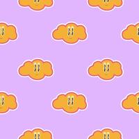 Bright cartoon groovy clouds in 2000s style seamless pattern on a light background vector