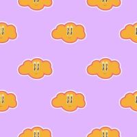 Bright cartoon groovy clouds in 2000s style seamless pattern on a light background vector