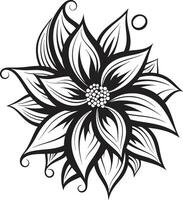 singular florecer elemento negro icono artístico flor monótono vector