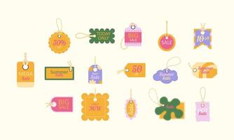 set of price tags with a y2k aesthetic. Bright stickers vector
