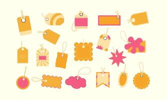 Set of colored price tags of various shapes. 2000s elements vector