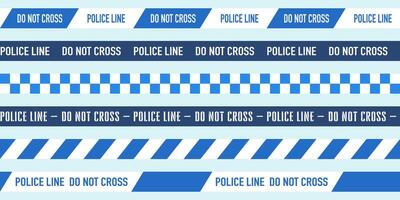 Attention Police Warning Line Designs, Of Blue Color, Seamless Designs. Attention, Do Not Cross Ribbon Graphics Isolated on Light Background vector