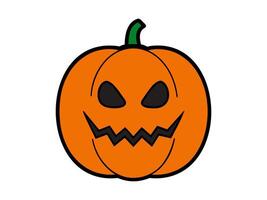 Halloween pumpkin illustration. Jack-o-lantern with a menacing grin. Isolated on white surface. Concept of Halloween, festive decor, autumn celebration, spooky symbol. Icon. vector