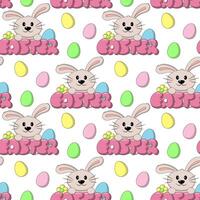 Seamless pattern with Cute Rabbit with egg vector