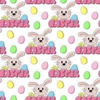 Seamless pattern with Cute Rabbit with egg vector