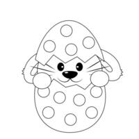 Cute cartoon Rabbit in easter egg in black and white vector