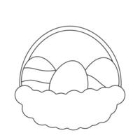 Basket with Easter eggs in black and white vector