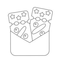 Two discount coupons with stars in envelope in black and white vector